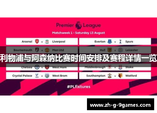 利物浦与阿森纳比赛时间安排及赛程详情一览